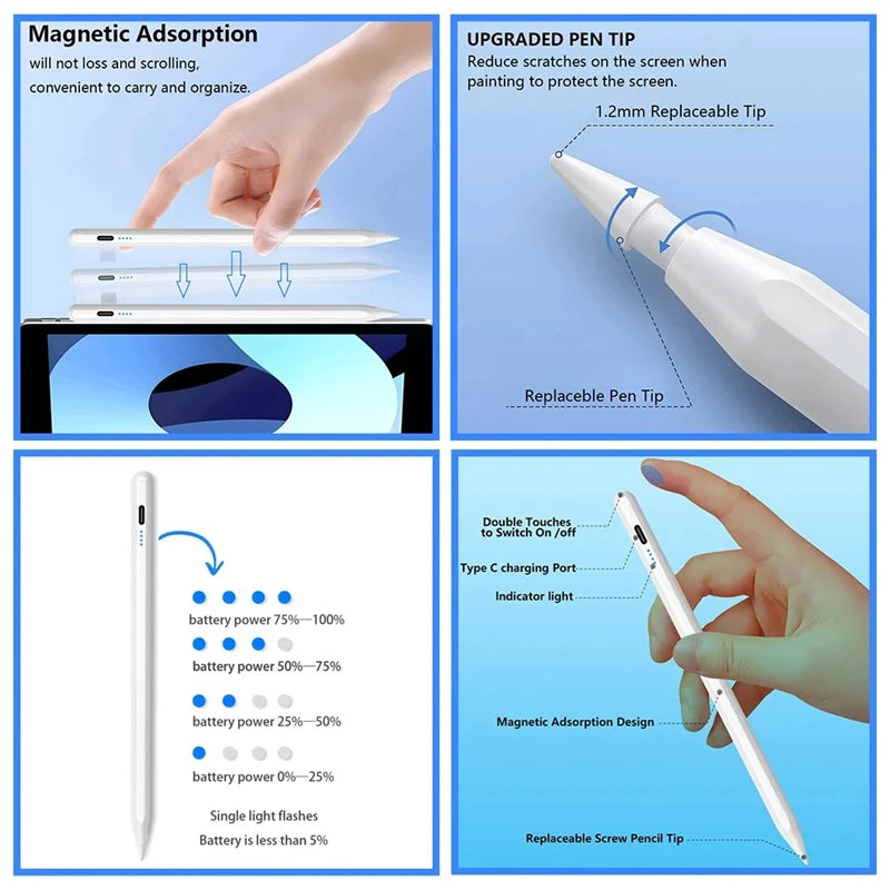 Stylus Pen For Apple Pencil with LED Power