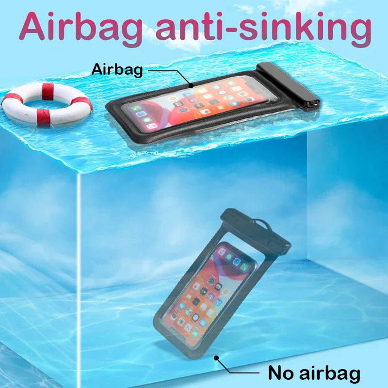 Floating Airbag Waterproof Swim Bag Phone Case For iPhone & Samsung